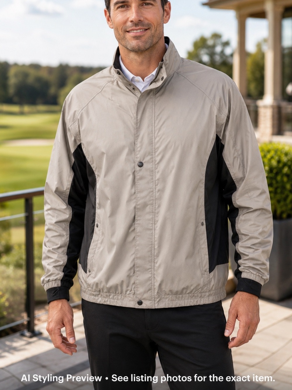 FootJoy DryJoys Golf Windbreaker Jacket Men’s M Gray Black Full Zip Titleist